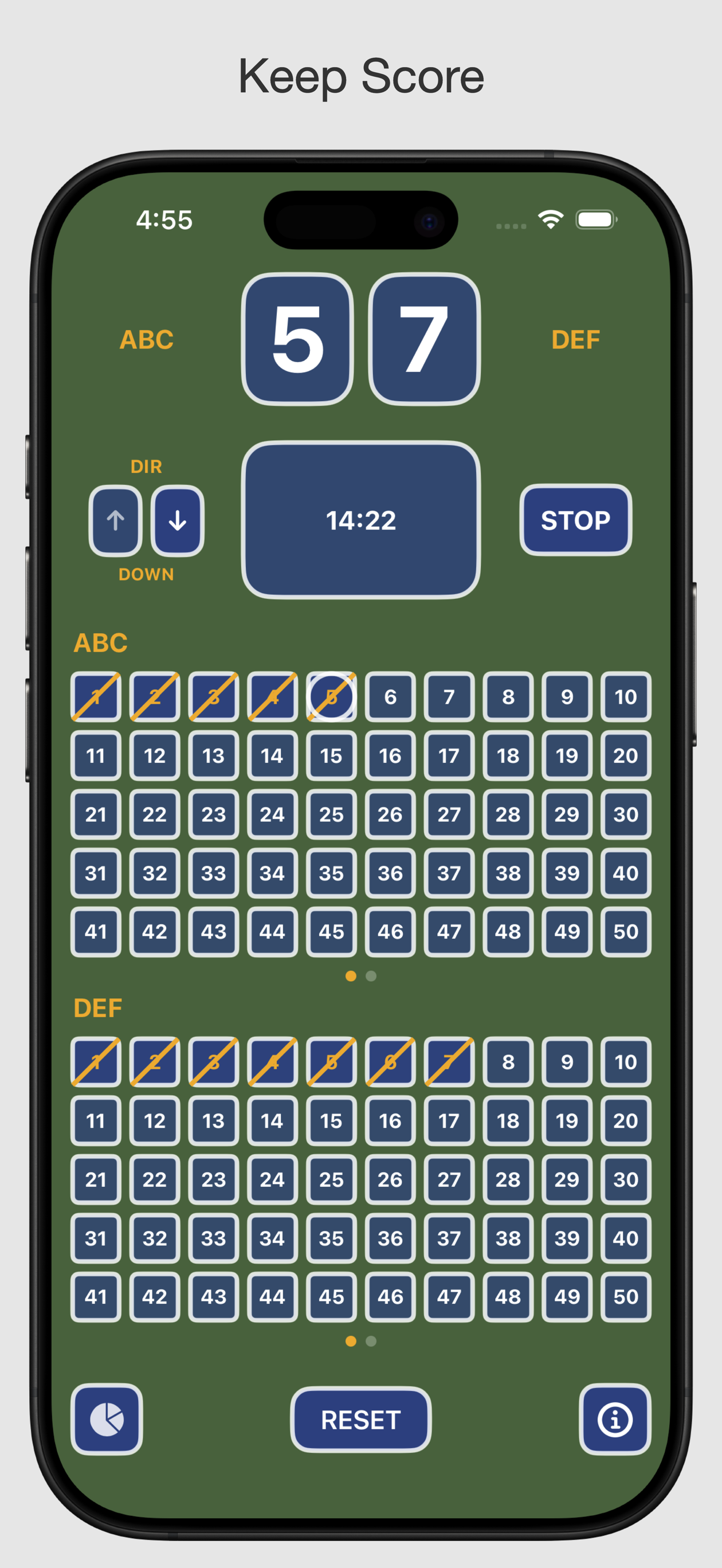 Netball Scorecard scoring screenshot