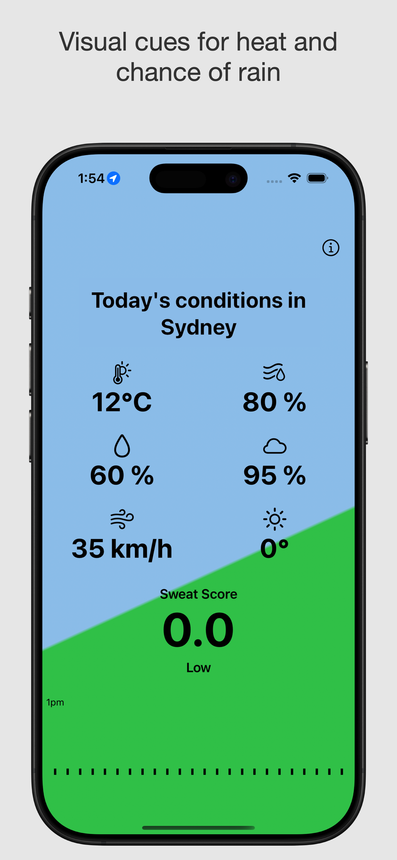 Sweat Score weather factors screenshot