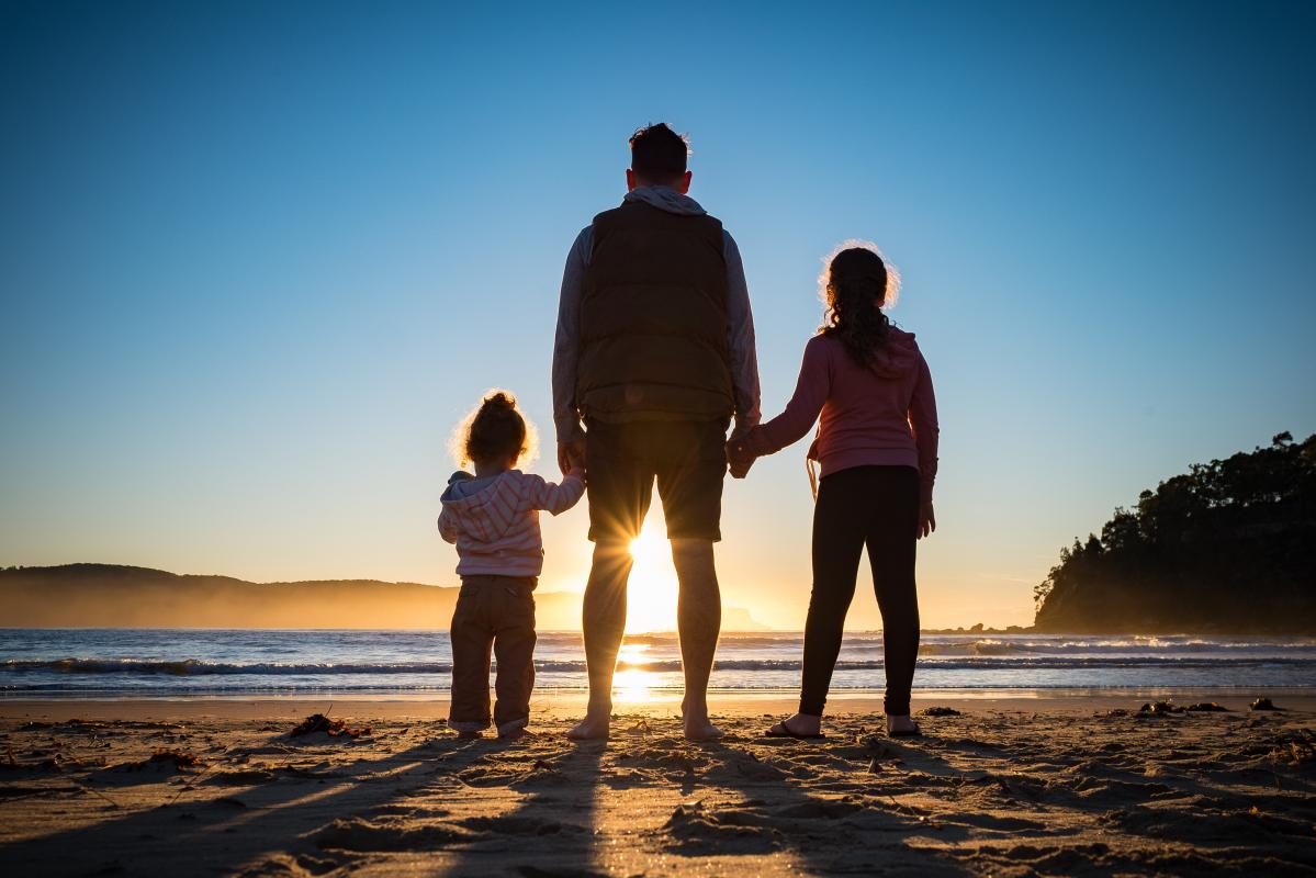 Father and daughter sunrise