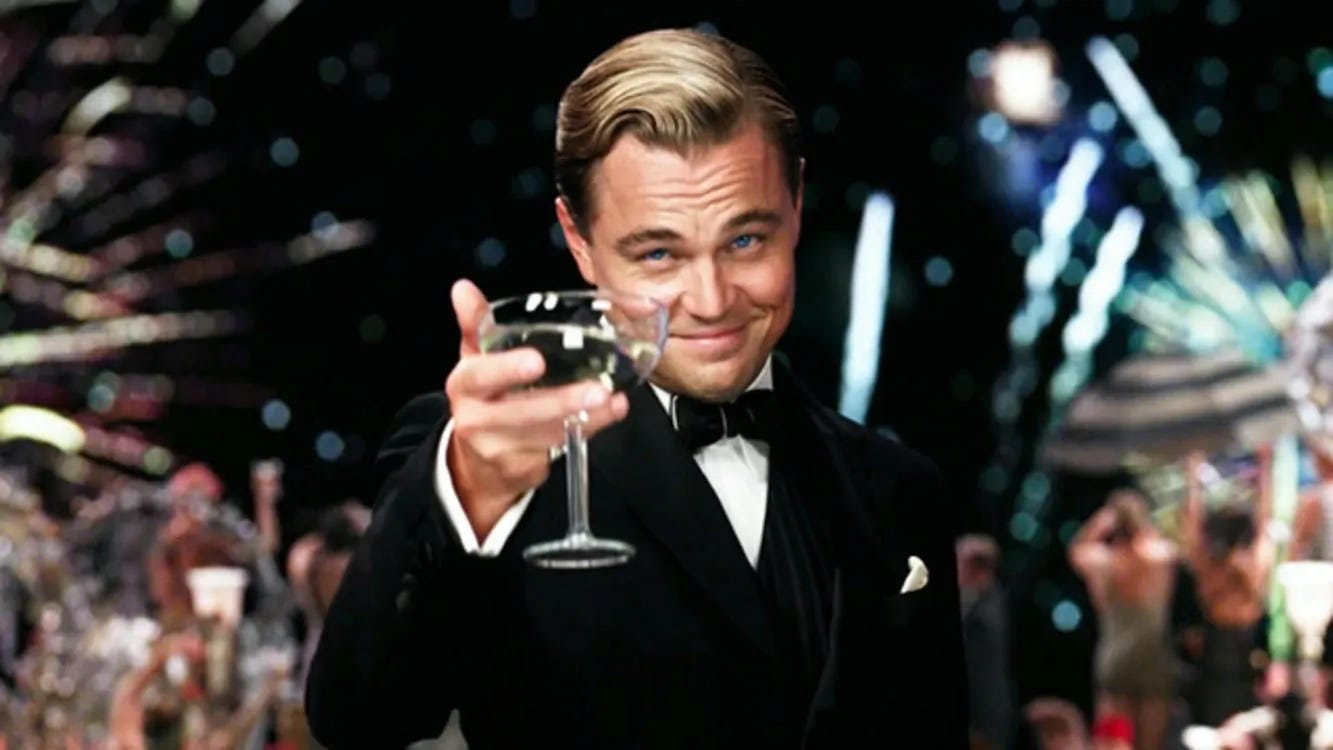 Jay Gatsby at a party in The Great Gatsby