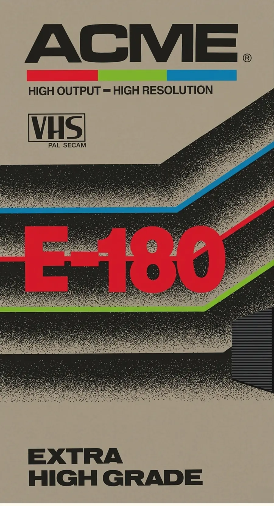 Vintage ACME E-180 high-output VHS tape cover