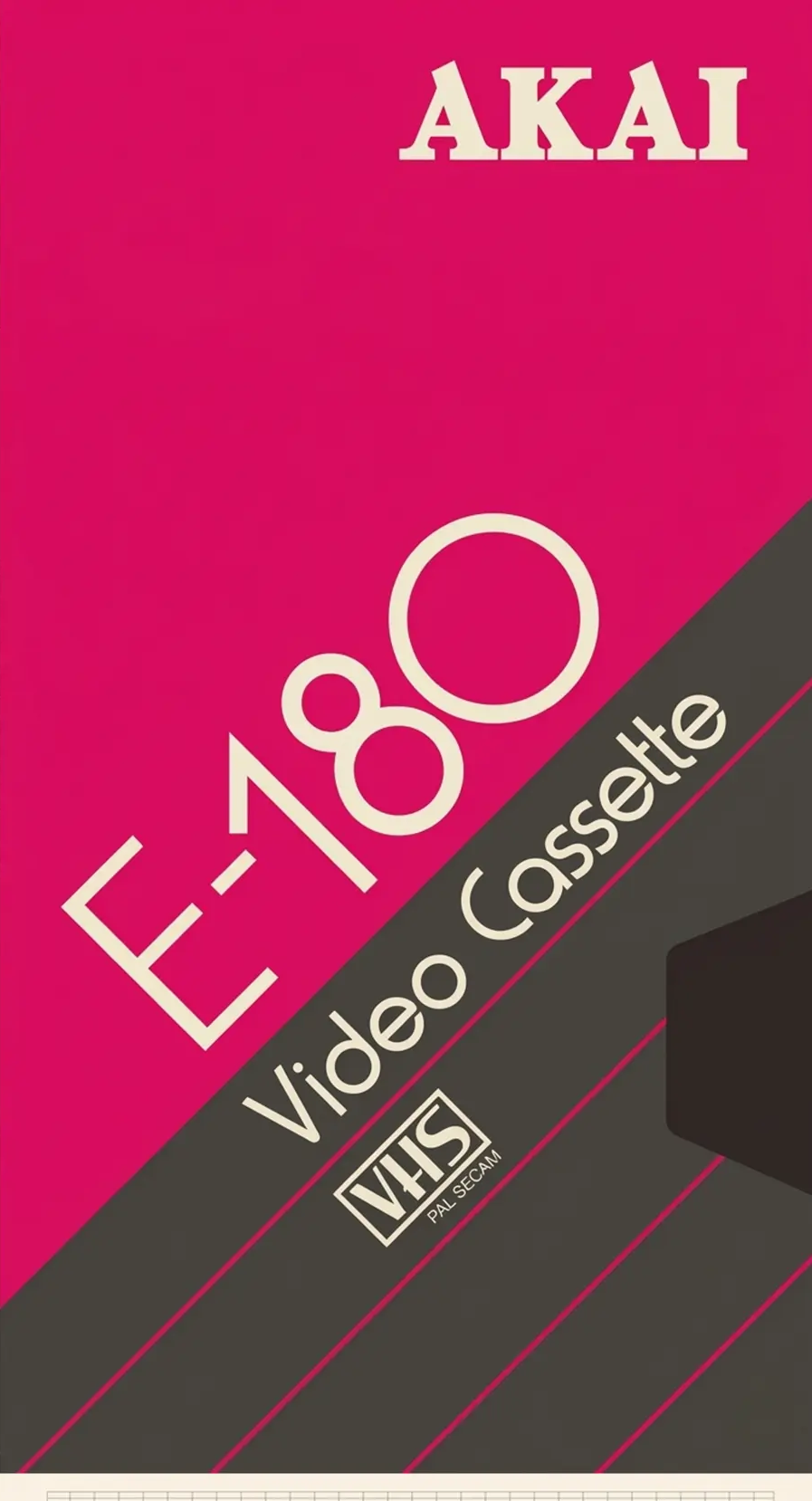 Vintage hot-pink Akai E-180 VHS tape cover
